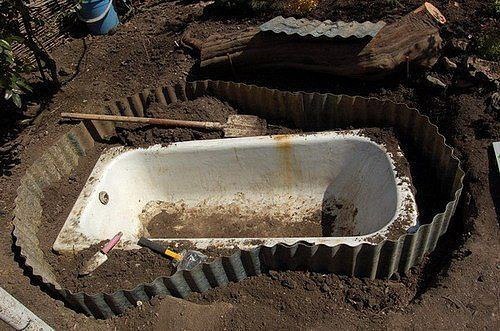 Прудик из стaрой ванны - идеи по воплощению