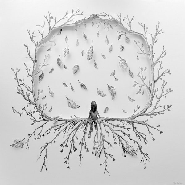 Работы французской художницы Mlle Terite из бумаги, ткани, дерева и карандашных рисунков.